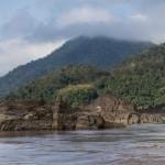 Scenic view of river flowing through mountains, River Mekong, Oudomxay Province, Laos