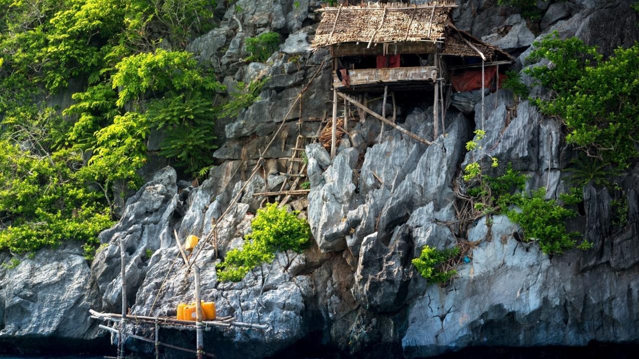 hut on the cliff at Island of kawthaung Myanmar, The border town near Ranong, Thailand