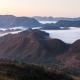 Mountain valleys with morning clouds, Myanmar. Landscape on the trek from Kalaw to Inle lake.